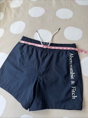 Abercrombie & Fitch Navy Blue Swim Trunks with White Logo